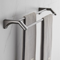 Porte-serviettes Gris Anthracite Poli Miroir Sans Perçage en Acier Inoxydable 304, Ensemble d'Accessoires de Salle de Bain Luxe Léger