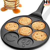 Poêle à petit-déjeuner multifonction 7-en-1 à fond plat, pour œufs, hamburgers, en aluminium, avec 7 trous, en promotion