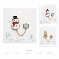 Broches de Noël en forme de bonhomme de neige, pendentifs flocon de neige, chaîne dorée, bijoux d'hiver, broches personnalisées en émail souple, vente en gros