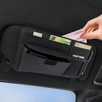 Organisateur multifonctionnel pour pare-soleil de voiture en cuir PVC, étui universel pour lunettes de soleil, pochette de rangement compacte pour voiture