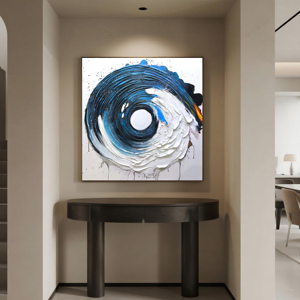 Arte Original 100% Hecho a Mano, Venta Especial, Pintura al Óleo Abstracta Moderna en Azul y Blanco con Textura sobre Lienzo, Decoración de Pared de Tamaño Personalizado - Product Image 5