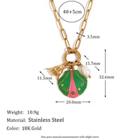 Collar con Colgante de Concha de Perla y Circonita de la Serie Ocean, Collar de Acero Inoxidable con Esmalte Colorido Resistente al Agua con Baño PVD de 18K para Mujer