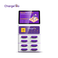 Borne de partage de batteries externes à 8 emplacements pour publicité, acceptant les cartes de crédit et servant de station de recharge mobile pour bibliothèques