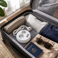 Kompakte Tragbare Reise-Steckdosenleiste EU-Stecker Rundes Verlängerungskabel 2 AC-Steckdosen 3 USB-Schnellladehub für Zuhause Büro Hotel