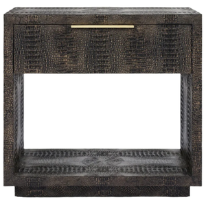 Mesita de noche Pierce de diseño moderno con imitación de cuerno y tapa de madera, mesita de noche duradera de alta calidad - Product Image 1