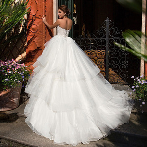 Wedding Dress Ball Gown Sweetheart Neckline High Waist White Polyester Fiber JM011 - Product Image 2