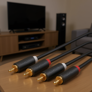 Câble audio Ugreen 3M blindé RCA mâle vers mâle avec connecteurs plaqués or, conducteur en cuivre sans oxygène, gaine en PVC, tressé - Product Image 2