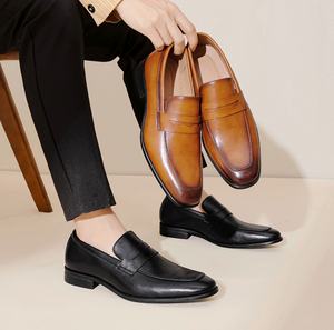 Genuine Leather Oxford High Top Platform Steel Toe Air Cushion <b>Slip</b> <b>On</b> Formal <b>Shoes</b> for <b>Men</b> Wedding Office Career Party Use - Product Image 3