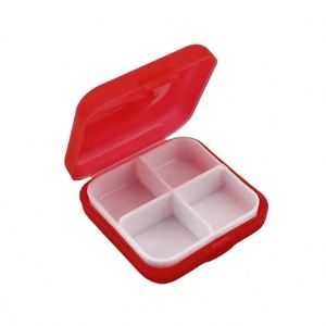 Custom Logo Printed 4 Compartments <b>Cute</b> Promotion Plastic 4 Case Square <b>Pill</b> <b>Box</b> - Product Image 3