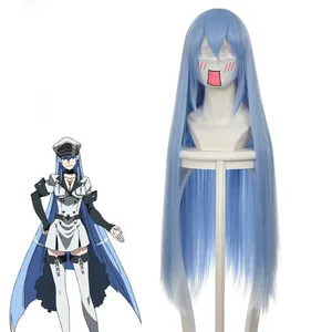 Ainizi 100cm long straight with bangs ice blue character of Esdeath cosplay wig from Akame ga KILL!