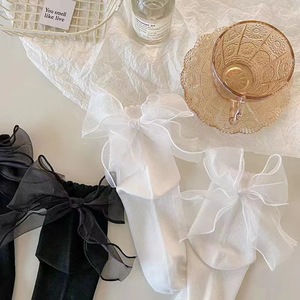 Women's Mid-Calf <b>Socks</b> Black White Cute Wings Lace Trim Breathable Sweat Absorbing Cotton <b>Polyester</b> Blend Regular Casual <b>Socks</b> - Product Image 4