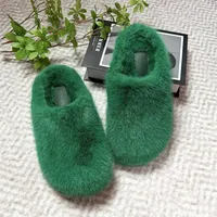 Mules sabots d'hiver douillettes à bout rond, style urbain, avec boucle, pour adultes, semelle extérieure en caoutchouc, en fausse fourrure