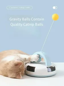 Jouet pour chat à auto-entretenir avec boule de catnip, teaser de <span class=keywords><strong>ping</strong></span>-<span class=keywords><strong>pong</strong></span> oscillant et disque rotatif - Product Image 6
