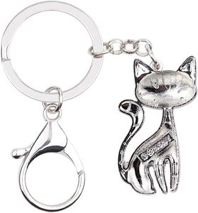 Porte-clés et breloques de sac pour femme, motif chat, noir, coloré, motif d'art populaire, mignon, cadeaux pour amie, fille, famille, amoureux des chats - Product Image 5