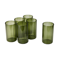 Ensemble de 6 verres à boire en verre borosilicate teinté vert et ondulé Hiball pour jus de fruits