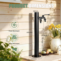 Colonne de robinet d'extérieur en acier inoxydable vertical antigel pour jardin, avec robinet tout cuivre, pour cour de villa, noire