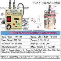 LIANGYUAN 220v1100w B16 Eje Cónico Apto para Equipos de Procesamiento Multifuncional como Perforación, Pulido y Rectificado