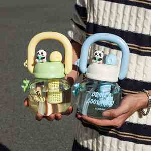 Kawaii <b>Water</b> Bottles with Silicone Straw <b>Water</b> Bottles with Detachable Cartoon Animal Leakproof Cute <b>Water</b> Bottles for Girls - Product Image 1