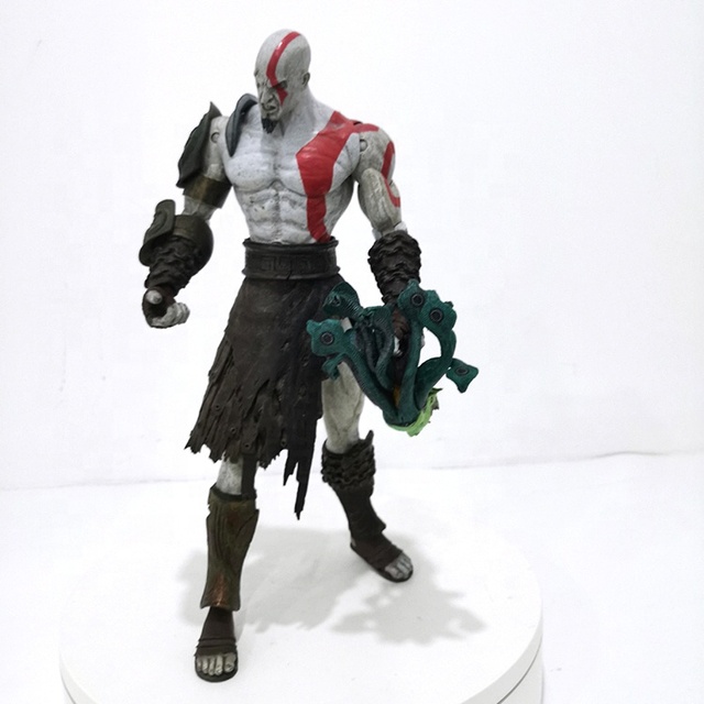God of War Character Kratos with Flame Blade Head 7-inch PVC Jointed Action Figure Model Decoration Piece Q Version