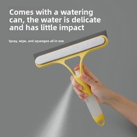 Raclette de nettoyage double face en plastique pour vitres, miroirs et comptoirs, avec pulvérisateur et brosse, manuelle, durable et légère