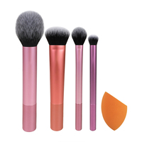 Penjualan terlaris 2025 Set kuas Makeup perjalanan 4-PS Label kustom gaya kipas tabung panjang untuk Aksesori kecantikan Concealer
