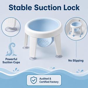 Siège de bain pour bébé avec ventouse stable, assise souple en TPE, pieds détachables, prêt pour le voyage, drainage, 6-18 mois, personnalisable OEM - Product Image 5