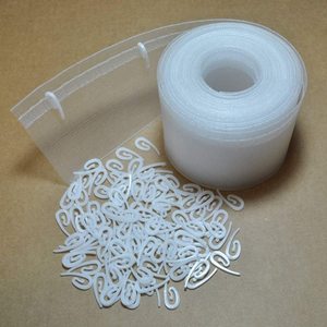 Ruban de <span class=keywords><strong>rideau</strong></span> à plis transparents et crochets en plastique <span class=keywords><strong>pour</strong></span> suspendre les rideaux - Product Image 1