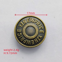 Boutons en alliage de zinc à motif de boule personnalisable de 17mm Vente en gros d'usine luxueuse haut de gamme pour jeans Sacs en denim Vêtements combinés