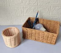 Petit panier de rangement en rotin naturel pour bonbons, idéal pour les cadeaux et la présentation de collations, porte-stylos en osier tressé, porte-gobelets en bambou