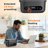 Boîte à lunch chauffante intelligente portable en acier inoxydable de 1,2 L, batterie électrique de 12000 mAh, écologique, pour la maison, l'extérieur et la voiture