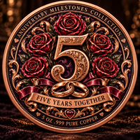 Pièce commémorative personnalisée en cuivre pur .999 de 5 oz, pièce de monnaie 3D en relief, artisanat métallique, cadeau souvenir pour couple