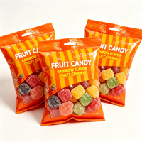 Pochette refermable à trois soudures latérales avec fenêtre transparente pour bonbons, confiseries et snacks, personnalisable avec votre logo