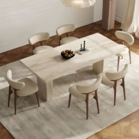 Ensemble de table et de chaises rectangulaires en ardoise de travertin moderne, écologique et durable pour la maison
