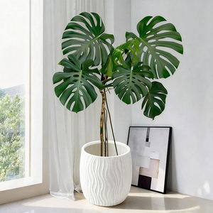 Vaso de Chão Grande Yicai, Imitação de Cimento, Vaso de Plástico Redondo Grande e Criativo, Vaso Decorativo para Plantas Artificiais de Interior - Product Image 6