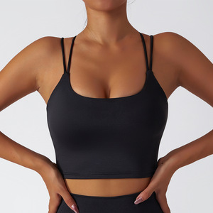 Sujetador deportivo para mujer, camisola de tela reciclada ecológica sólida de talla grande acolchada de alto <span class=keywords><strong>impacto</strong></span> para gimnasio - Product Image 1