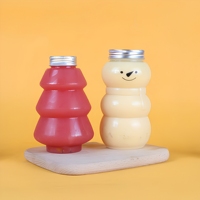 Bouteille de boisson en PET de 500 ml en forme de sapin de Noël avec bouchon en aluminium, contenant en plastique pour lait, jus, soda, boissons énergisantes