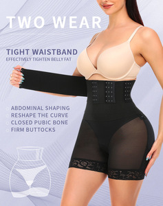Shorty gainant amincissant taille haute pour femme, effet ventre plat, contrôle du ventre, rehausseur de fesses, avec ceinture enveloppante - Product Image 2
