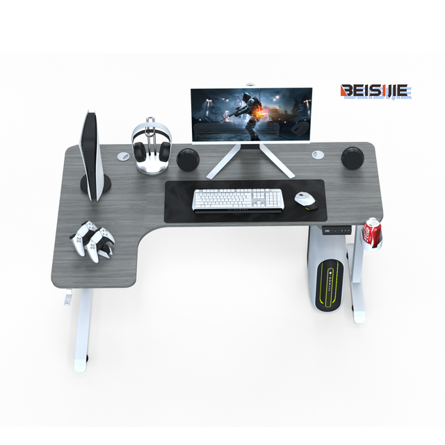 Stylish Height Adjustable Computer Table with L-shaped Design Large Desktop for Clutter-Free Workspace