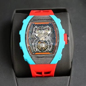 Montre automatique mécanique squelette aérodynamique de luxe pour homme, édition limitée, boîtier bleu et noir, tourbillon, nouvelle collection - Product Image 1