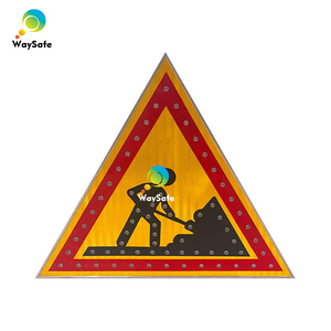 70x70cm Temporary Road Construction <strong>Sign</strong> / Emergency Solar Traffic <strong>Warning</strong> <strong>Triangle</strong> <strong>Sign</strong> Board - Product Image 2