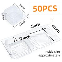 Boîte alimentaire carrée avec couvercle pour contenants à cupcakes transparents, boulangerie, traiteur, supermarché, plateau en plastique transparent