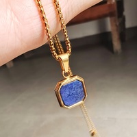 Collier pendentif en coquille de lapis-lazuli et turquoise VAF, pierre naturelle, acier inoxydable, personnalisable avec logo – Meilleure vente