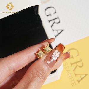 GRA Certified Hip Hop <b>Stud</b> <b>Earring</b> 925 Sterling Silver Fully VVS Moissanite Iced Out <b>Earring</b> for <b>Men</b> Women - Product Image 1