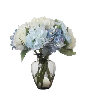 Flores artificiales de seda, Hortensia de tallo, arreglo de flores para ramo de novia, venta directa de fábrica de DY1-554A