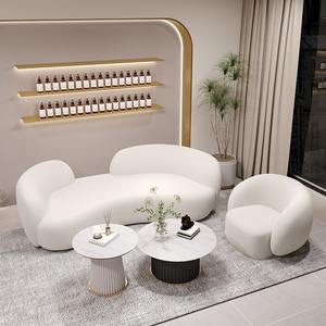 Canapé sectionnel créatif Arc Cream Design simple pour les petites familles pour la maison Salon Salon de beauté Studio Dress Hall - Product Image 3