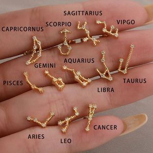 Dylam Stylish <b>Fine</b> Jewelry Women Hypoallergenic 925 Sterling Silver 5A Diamond Zirconia Twelve Constellations <b>Stud</b> <b>Earrings</b> - Product Image 6