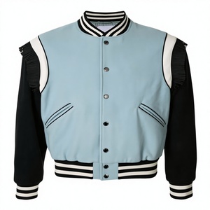 Veste universitaire en polyester pour homme, style concis personnalisé, broderie chenille ample, col montant, séchage rapide - Product Image 1