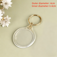Porte-clés personnalisés en acrylique transparent, forme ronde ou rectangulaire, avec anneau doré, pour cadeau promotionnel DIY en plastique