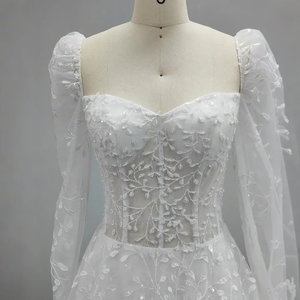 Jancember AJJ09 hermosos vestidos acampanados de encaje de manga larga para niñas - Product Image 2