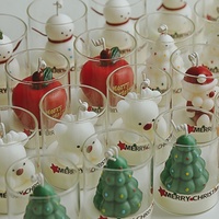 Bougie parfumée en verre avec motif pomme de Noël pour la décoration de la maison, les cadeaux et les souvenirs personnalisés